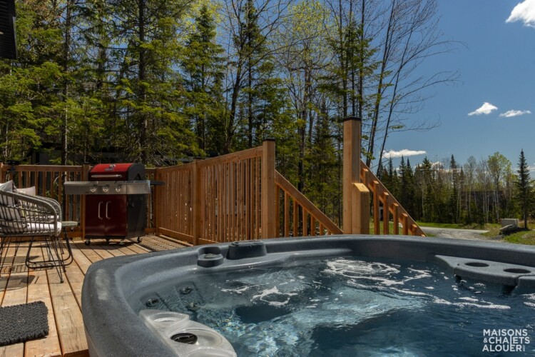 Spa du Chalet à louer Le Bonheur de Billie à Chaudière-Appalaches, chalet avec spa à Adstock.