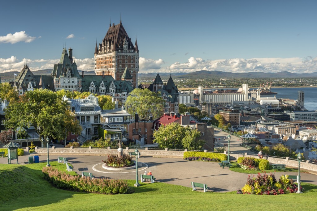 Panoramic view of Old Quebec and Château Frontenac in the Quebec City region.
